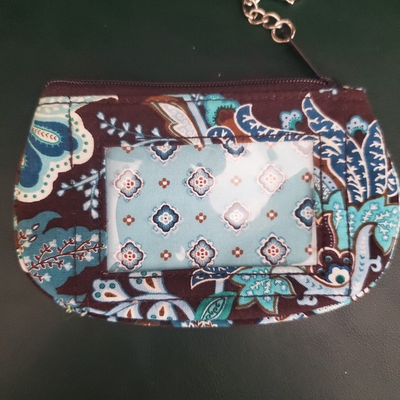Vera Bradley Java Blue Clip Zip Fabric ID Zipper Pouch Coin Purse Key Case - Picture 4 of 8